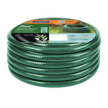Imagem de Mangueira Flex em PVC com 3 Camadas 25 Metros para Jardinagem com Reforço em Poliéster Verde Tramontina
