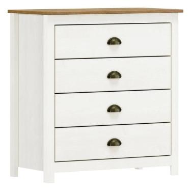 Imagem de Cômoda Para Quarto Closet 4 Gavetas Madeira Maciça Mazzaro F06 Branco Freijó - Lyam Decor