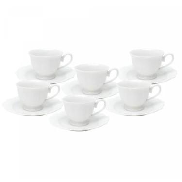 Imagem de Conjunto 06 Xicaras Café Porcelana C/Pires Maldivas Branco 80ml 18046 
