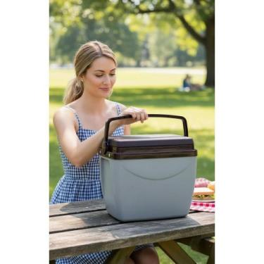 Imagem de 2x Caixa Térmica 18L: Gelada P/ Festas e Viagens  Cinza/Pre - Congratu