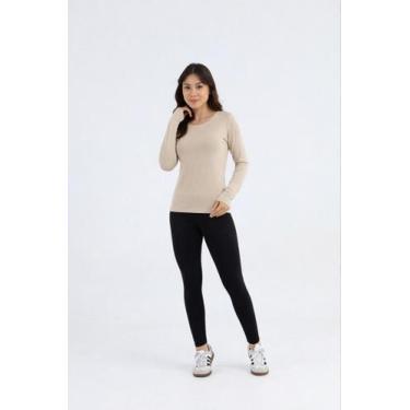Imagem de Blusa Térmica Feminina Manga Longa Proteção Uv Cor:CaquiTamanho:P - Li