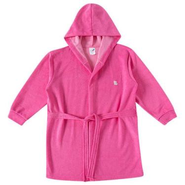 Imagem de Roupão Infantil Atoalhado com Capuz Rosa Tip Top, 3