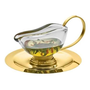 Imagem de Molheira Barbara 200Ml Com Prato Ouro 24K Riva