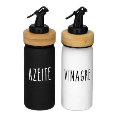 Imagem de Galheteiros Doha 220ml Em Vidro E Bambu Design Natural Minimalista - C