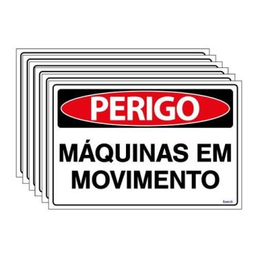 Imagem de Combo 6 Placas De Sinalização Perigo Máquinas Em Movimento 30x20 Ecom 