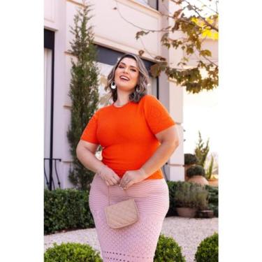 Imagem de Blusa tricot Modal Manga Curta Plus Size Sem Costuras Tam G Lançamento
