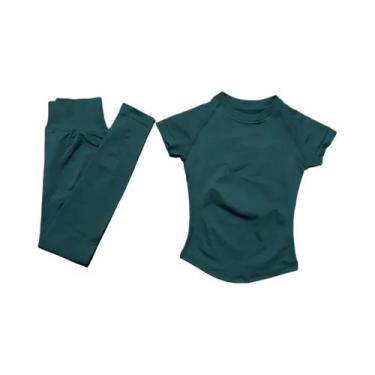 Imagem de Conjunto De Yoga Feminino Slim Fit 2 Peças Leggings De Cintura Alta Se