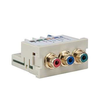 Imagem de Leviton Módulo de vídeo componente RCA sistema de saída multimídia 41292-DEI, terminação estilo 110 (vermelho, verde, azul) marfim, branco