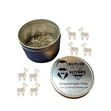 Imagem de Butler in the Home - Clipes de papel em forma de girafa, 100 unidades, Metal com revestimento prateado, Prata com design de girafa