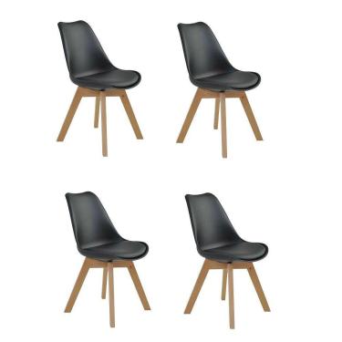 Imagem de Kit 4 Cadeiras Design Leda Eames Estofada Wood Preta