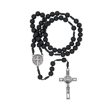 Imagem de Terço São Bento Preto Fosco 8mm Com Fé Brasil