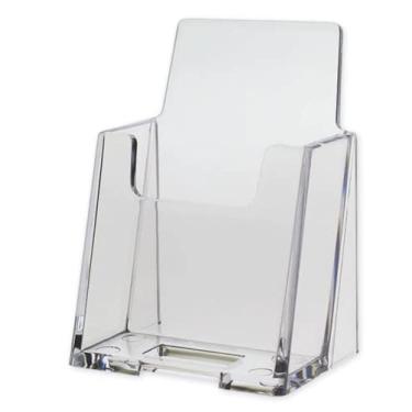 Imagem de SOURCEONE.ORG Porta-cartão de visita vertical, transparente, parte traseira inclinada