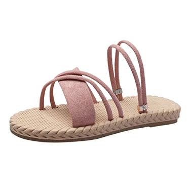 Imagem de Sandálias de plataforma femininas sandálias femininas moda verão chinelos sandálias rasas chinelos chinelos chinelos abertos sandálias de praia a1, rosa, 6.5