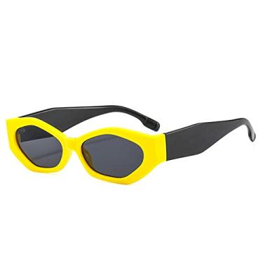 Imagem de Moda polígono olho de gato feminino óculos de sol retrô colorido oval óculos de sol uv400 masculino tendência óculos de sol, amarelo preto cinza, como a imagem