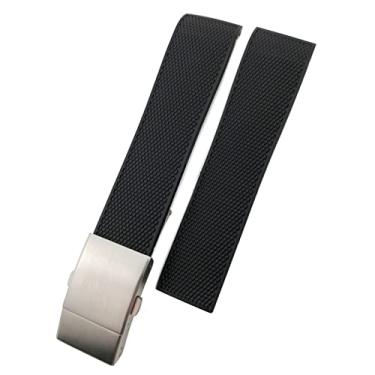 Imagem de DFAMIN 19mm 20mm 21mm pulseira de relógio de silicone de borracha pulseira à prova d'água para Longines Master Conquest HydroConquest L3 acessórios pretos (cor: fecho de atualização