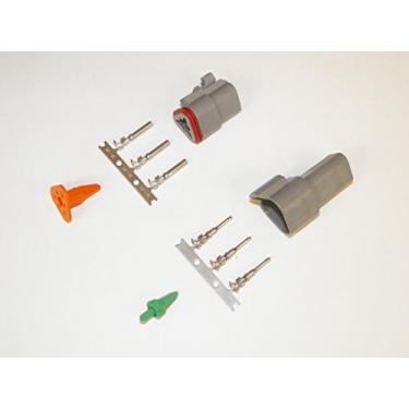 Imagem de Deutsch Kit de conector de 3 pinos com carcaça, terminais, pinos e vedações de 14 a 16 terminais de calibre de crimpagem