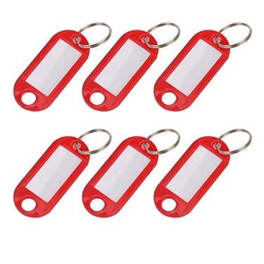 Imagem de Chaveiro com 25 peças, etiqueta de chave de plástico codificada, etiqueta, chaveiro, chaveiro, etiqueta, chaveiro, organizador, com suporte para janela de etiqueta, vermelho