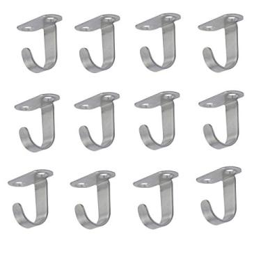 Imagem de Pacote com 12 ganchos de teto para montagem de parafusos de aço inoxidável, gancho de revestimento de capa inferior, roupão de toalha, gancho de gancho para armário de cozinha de banheiro