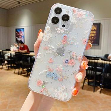 Imagem de Capa Glitter de flores fofas para iphone 13 12 11 14 pro max mini xr xs x 10 8 7 plus se 2020 capa macia de silicone epóxi transparente, t5, para iphone 11 pro