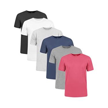 Imagem de Kit 6 Camisetas Slim Fit Masculinas (P, Preto, Branco, Cinza Mescla, Azul Marinho, Cinza Grafite, Vinho)
