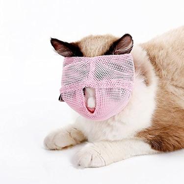 Imagem de (PINK-S) - Cat Muzzles - Breathable Mesh Muzzles Prevent Cats from Biting and Chewing - Anti Bite Anti Meow