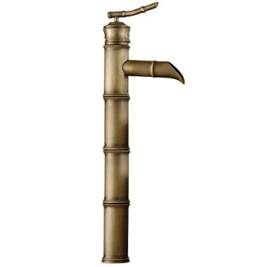 Imagem de LIDON Torneira para Pia de Banheiro Torneira de Pia de Latão Retro Torneiras de Banheiro Torneira de Cachoeira Furo Único 1 Furo Torneira de Banheiro de Latão Torneiras de Banheiro para Pia 1 Furo, Antique F (Cor: Antique F)