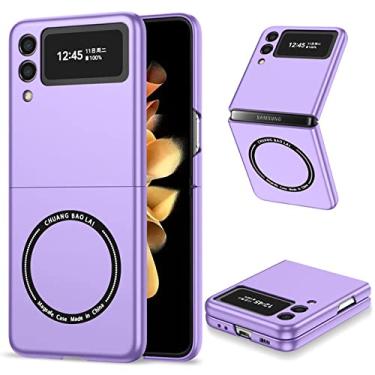 Imagem de Capa magnética ultra fina fashion para Samsung Galaxy Z Flip 4 ZFlip 3 Capa de carregamento sem fio para Samsung Z Fold 3 4, roxo, para Samsung Z Flip 3