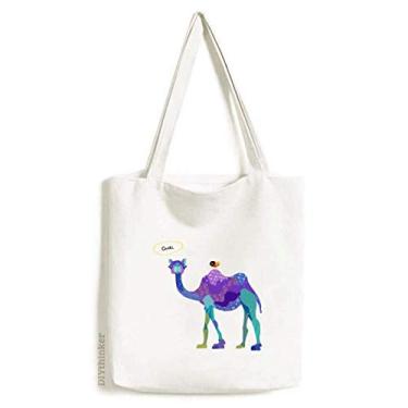 Imagem de Camel bolsa de lona azul pássaro roxo bolsa de compras bolsa casual bolsa de mão
