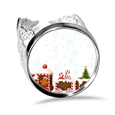 Imagem de DIYthinker Anel de noivado ajustável com amor de Natal e doces