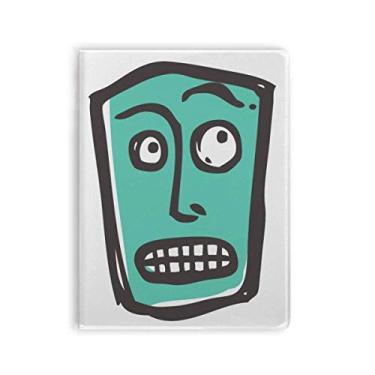 Imagem de Caderno abstrato Suprised com desenho de rosto e dentes, capa de goma Diário