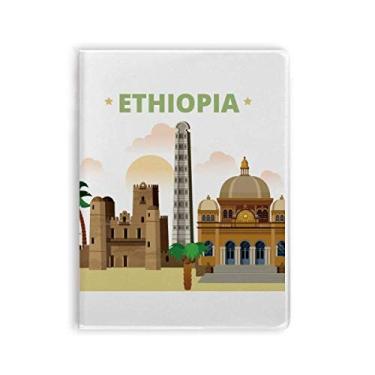 Imagem de Diário de capa macia com capa de goma moderna para presente Art Deco da Cidade Castelo da Etiópia