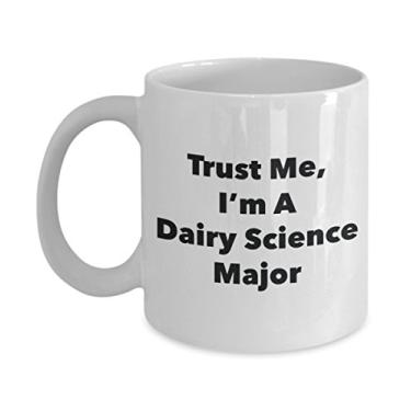 Imagem de Trust Me, I'm A Dairy Science Major Caneca - Caneca de café divertida - Lindas ideias de presentes de formatura para amigos e colegas de classe (325 ml)