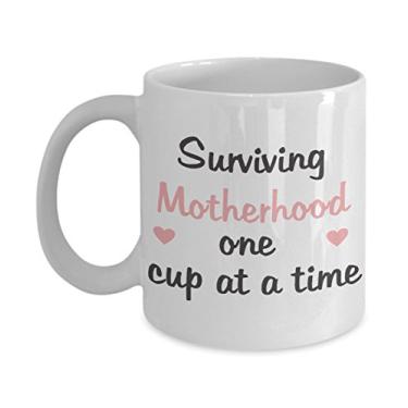 Imagem de Caneca de café Motherhood - Sobrevivente Motherhood One Cup At A Time - Presentes para mães - Caneca de cerâmica de 325 ml