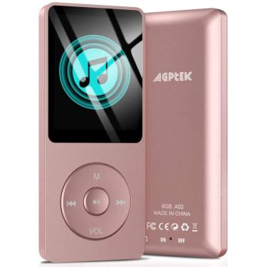 Imagem de MP3 Player com 8GB, 70 Horas de reprodução e suporte até 128GB, cor Rose Gold