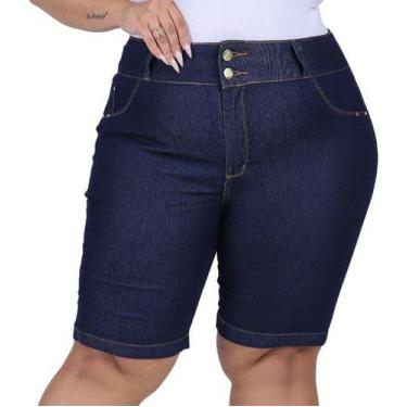 Imagem de Bermuda Feminina Jeans Plus Size Ciclista Com Lycra Levanta Bumbum - N