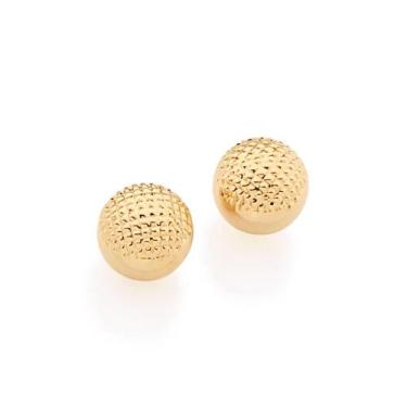 Imagem de Brincos Rommanel Solitário Bola Grande Banhado Ouro 525468, Dourado