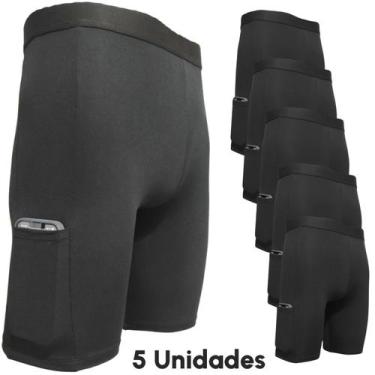 Imagem de Kit 5 Short Térmico Ciclista Com Bolso Segunda Pele Proteção UV Meia C