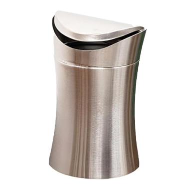 Imagem de IEUDNS Lixeira de Mini Lixeira Recipiente de lixo Cesta de lixo moderna Lixeira de mesa para escritório Maquiagem Penteadeira Mesa, Argento