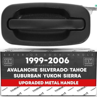 Imagem de Maçaneta de porta do motorista traseira externa, metal atualizado - compatível com Chevrolet Silverado 1999-2006, Tahoe, Suburban, Avalanche; 99-06 GMC Sierra, Yukon - preto texturizado - OEM