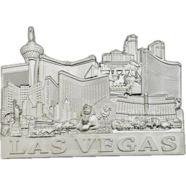 Imagem de Ímã de horizonte de tira de metal 3D de Las Vegas, 7,6 x 5,8 cm, prata ou cobre (prata)