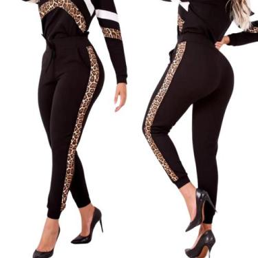 Imagem de Calça Feminina Jogger Com Listras Nas Laterais - Amariti, Preta animal