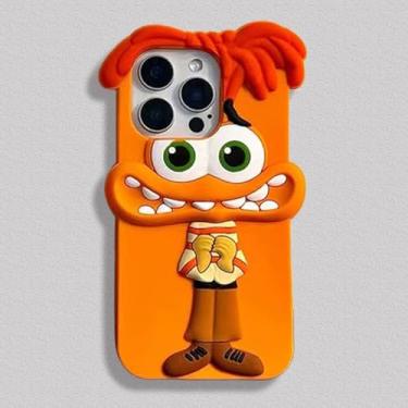 Imagem de Capa de silicone macio para Apple iPhone 14 iPhone14 Anxiety Inside Out 2 cores laranja animação Pixar anime desenho 3D protetor legal divertido adorável adorável clássico unissex neutro meninas