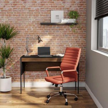 Imagem de Cadeira de Escritório Diretor Giratória Linhares Marrom - Mobly