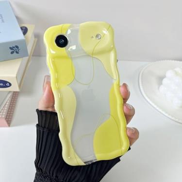 Imagem de DEFBSC Capa para iPhone Air, linda capa de telefone com estampa de arte ondulada transparente para mulheres e meninas, capa protetora durável com moldura ondulada, proteção total para câmera para