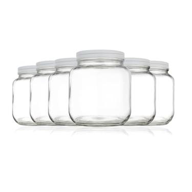 Imagem de Pote de vidro de meio galão boca larga com tampa de metal hermética - seguro para fermentar kefir de kombucha - decapagem, armazenamento e conserva - livre de BPA pode ser lavado na lava-louças - da