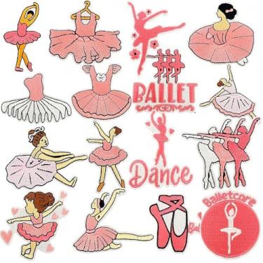 Imagem de 16 Pçs bailarina dançarina bordada, aplique de balé, dança, adesivos decorativos, passar a ferro/costurar para roupas, camisetas, roupas, vestido, chapéu, mochilas, jeans, calças, acessórios DIY