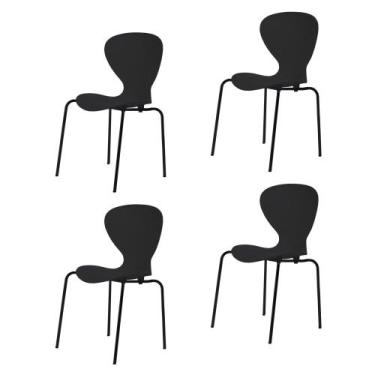 Imagem de Kit 4 Cadeiras Empilháveis Base Aço Tubular Flash - Prima Design