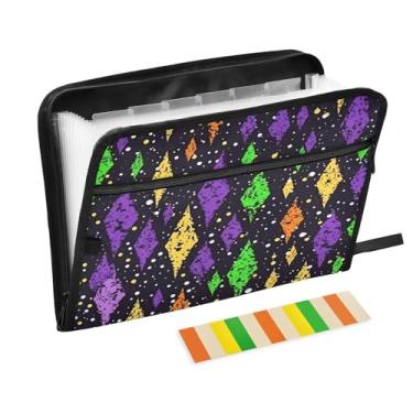 Imagem de Wassud Acordeão de padrão abstrato bloco organizador de arquivos carta a4 pastas de arquivo de papel organizador de documentos fólio com etiquetas pasta de arquivo expansível 13 bolsos