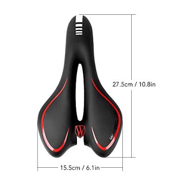 Imagem de Selim de bicicleta Assento de bicicleta Almofada de gel confortável Design ergonômico Tira reflexiva oca respirável Aço carbono leve para ciclismo de montanha em estrada Preto