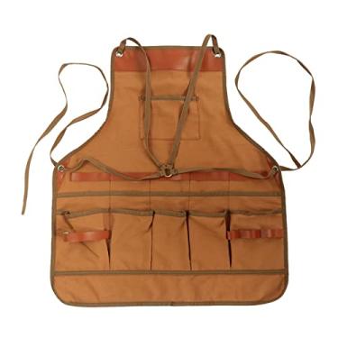 Imagem de JNIYHGENS Avental de trabalho de lona de algodão ajustável com bolsos para cozinha cozinhar, assar artista, pintura
